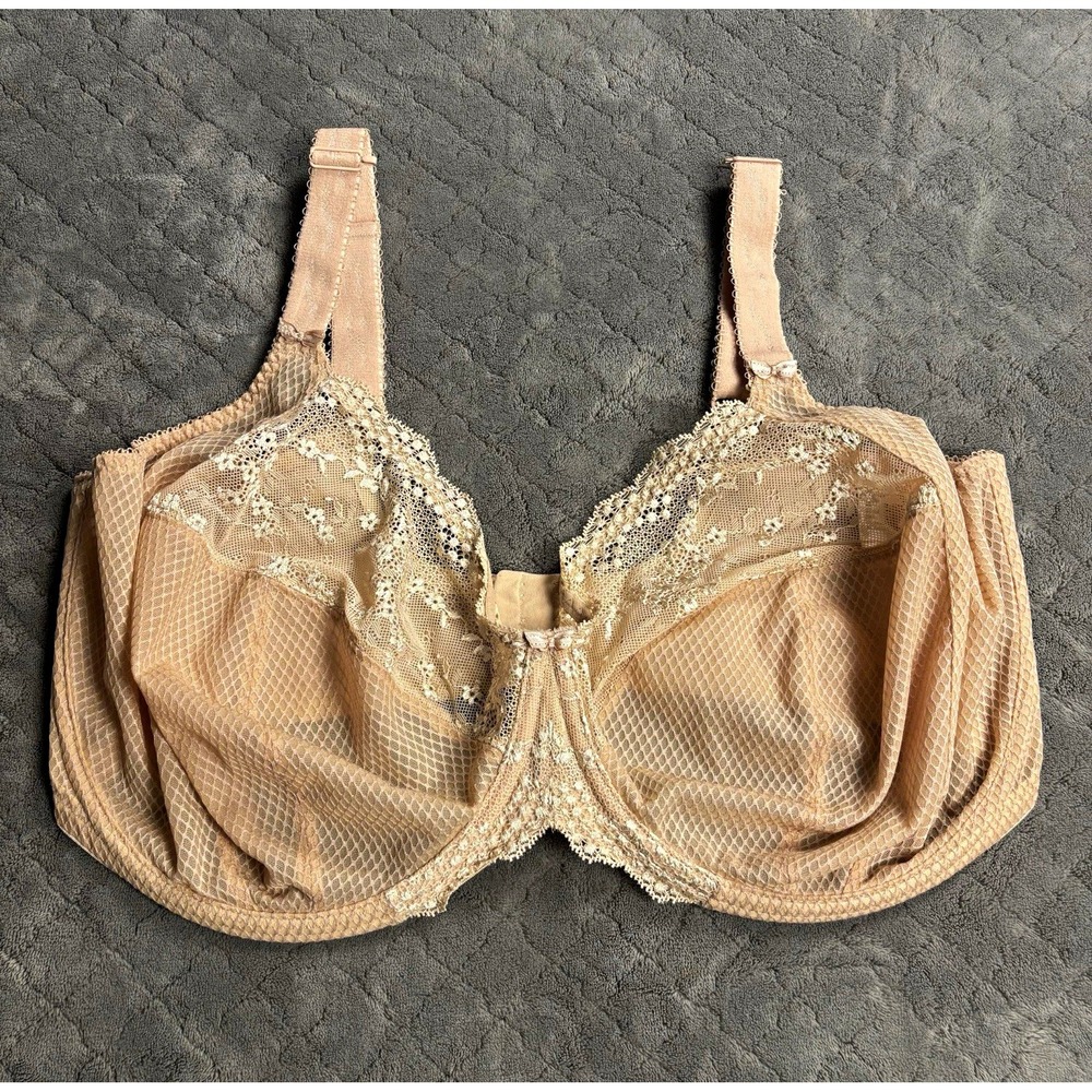 Elomi Charley 4382 Fawn Plunge Underwire Bra 40M Beige Lace